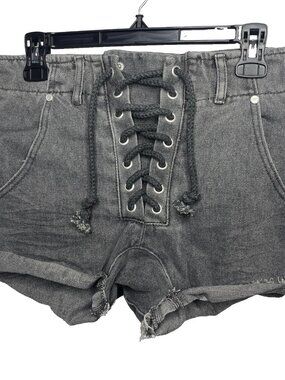 One x One Teaspoon Super Freaks Denim Cutoff Shorts Sz XXS Phantome Faded Black